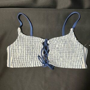 Blue and White Smocked bikini top